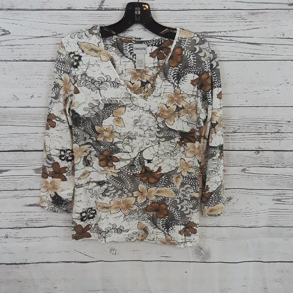 Chico's Size 0 (8-10) V-neck Stretch Top - Picture 1 of 4